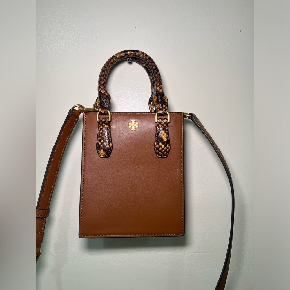 Tory Burch Brown Blake Cuoio Handbag with Removable Crossbody Strap
